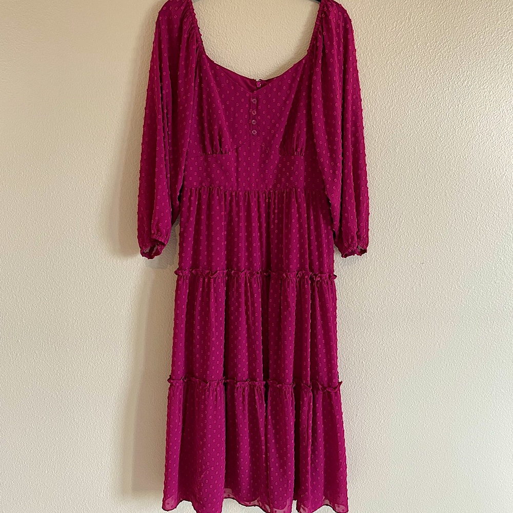 JCrew tiered long sleeve midi dress in Swiss dot Size 8
